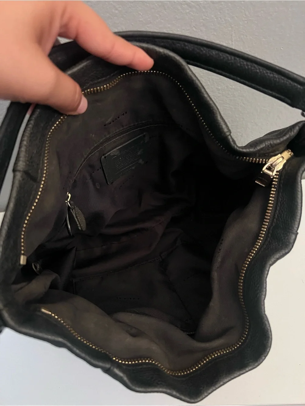 Coach Black Pebbled Leather Hobo Shoulder Bag with Silver Hardware